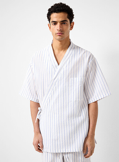 La chemise kimono seersucker ray&eacute; Sergei