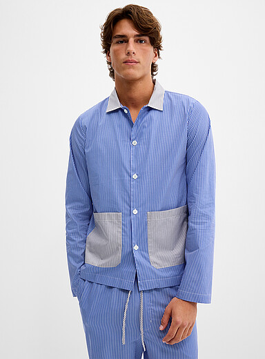 Rue de Tokyo: La chemise ray&eacute;e blocs de couleurs Bleu pour homme