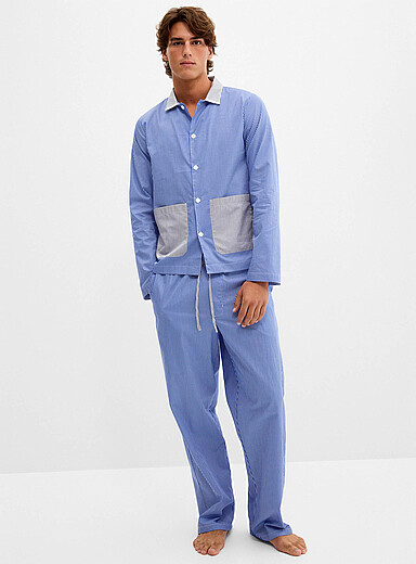 Rue de Tokyo: Le pantalon pyjama ray&eacute; blocs de couleurs Bleu pour homme