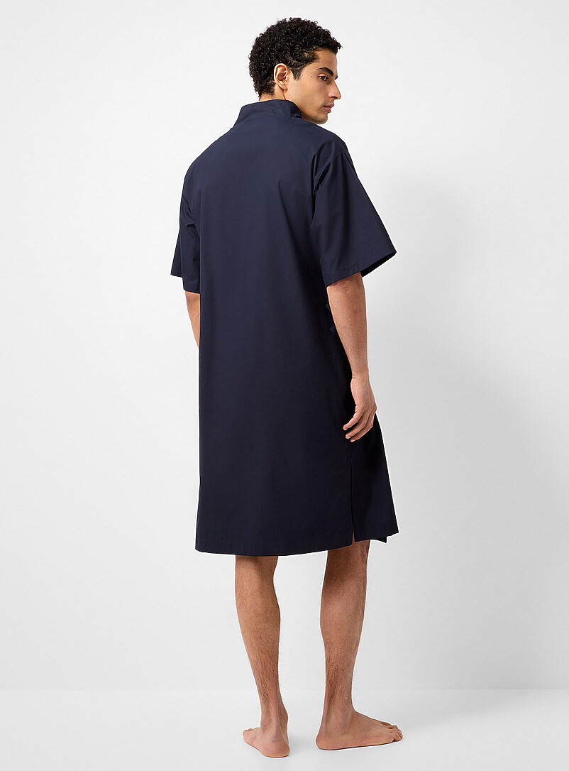 Crisp navy poplin kimono robe product image 3
