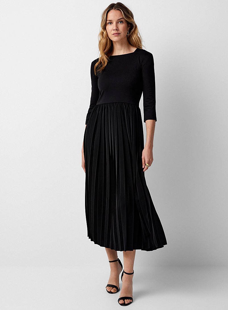 InWear Black Juno dual-material pleated skirt dress for error