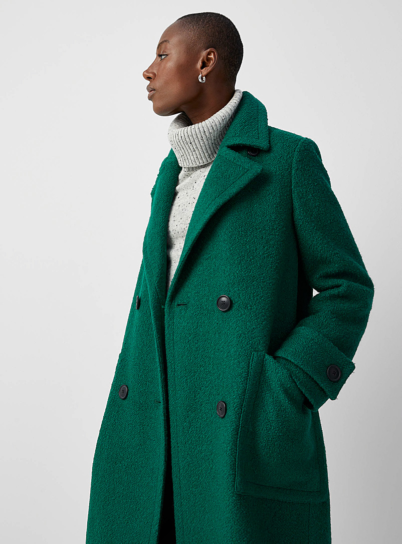 Manteau brossé look laine à double patte de boutonnage