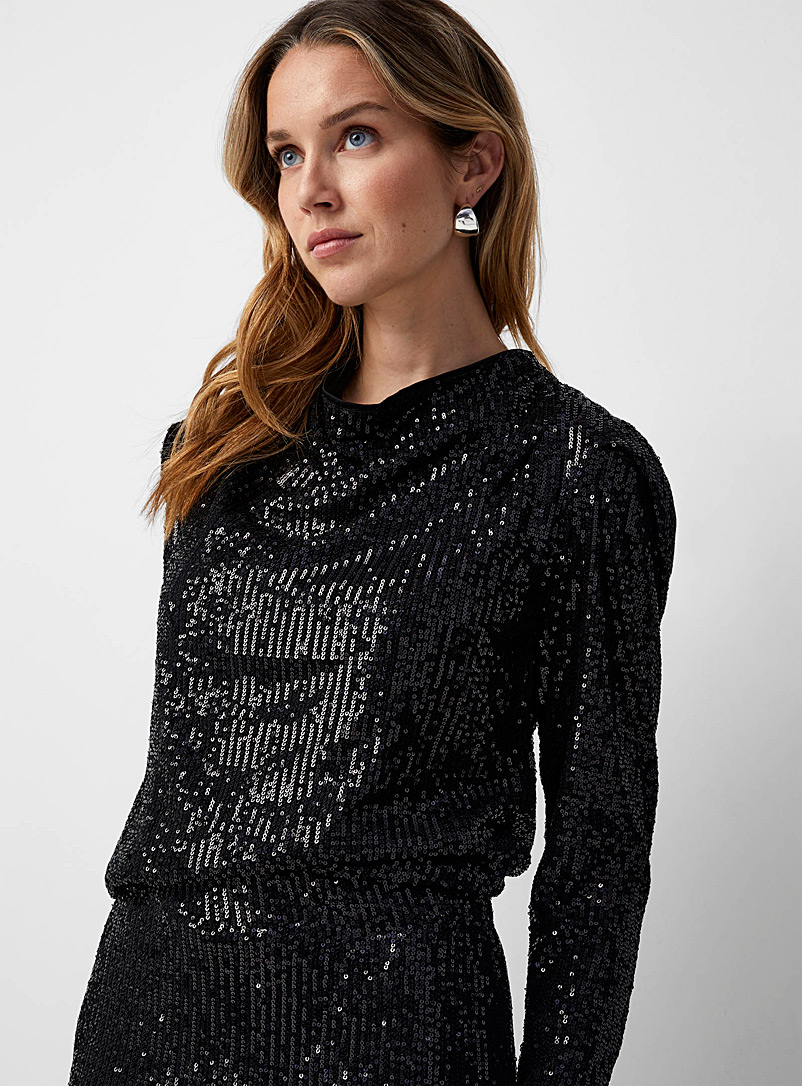 Soaked in Luxury Black Suse sequined night blouse for error