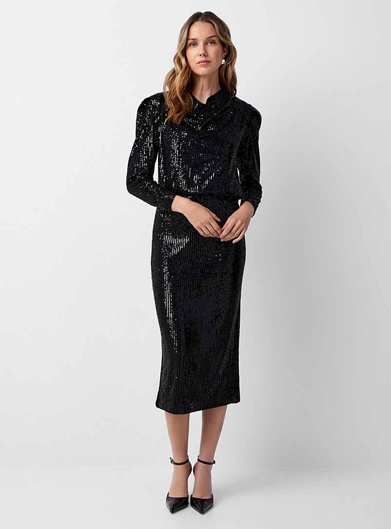 Soaked in Luxury Black Suse sequined night skirt for error