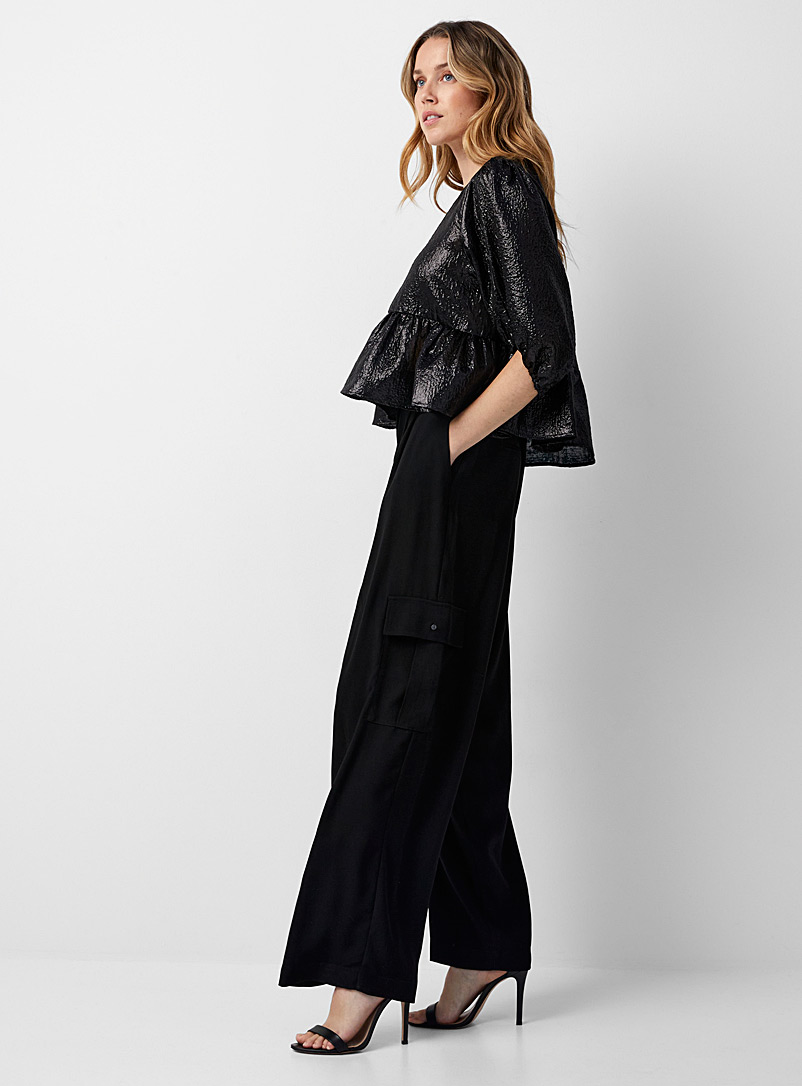 Soaked in Luxury Black Black Shirley wide-leg cargo pant for error
