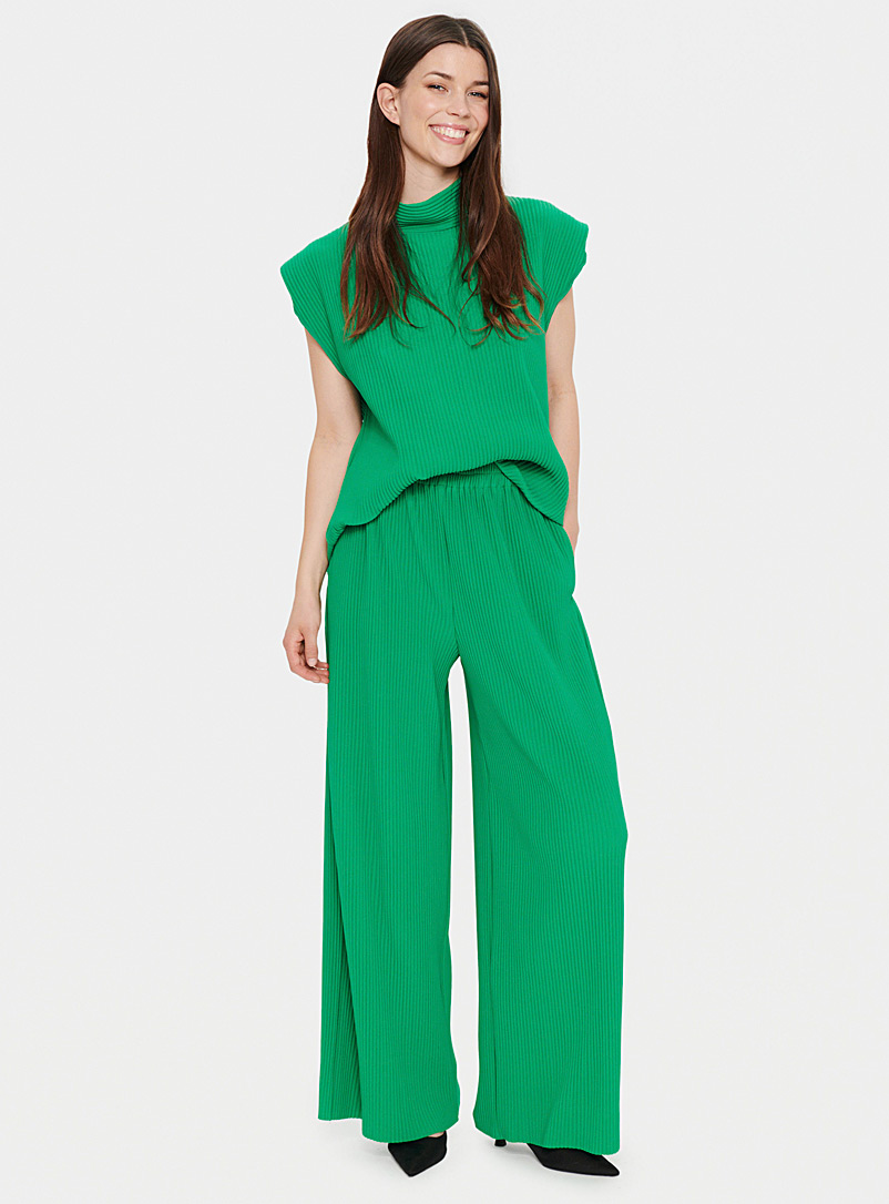 Saint Tropez: Le pantalon plissé taille élastique Bronte Vert pour 