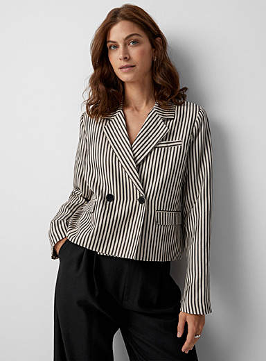 Part Two Assorted black  Caisha two-tone stripe cropped blazer for error