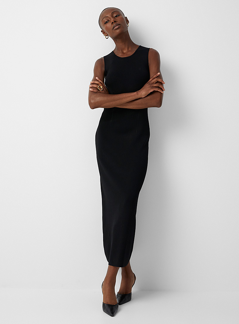 InWear Black Revel minimalist form-fitting knit dress for error