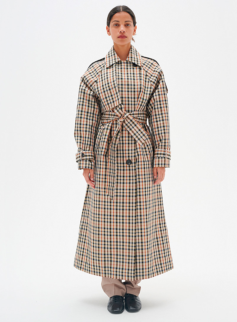 InWear Assorted Beige Toini oversized checkered trench coat for error