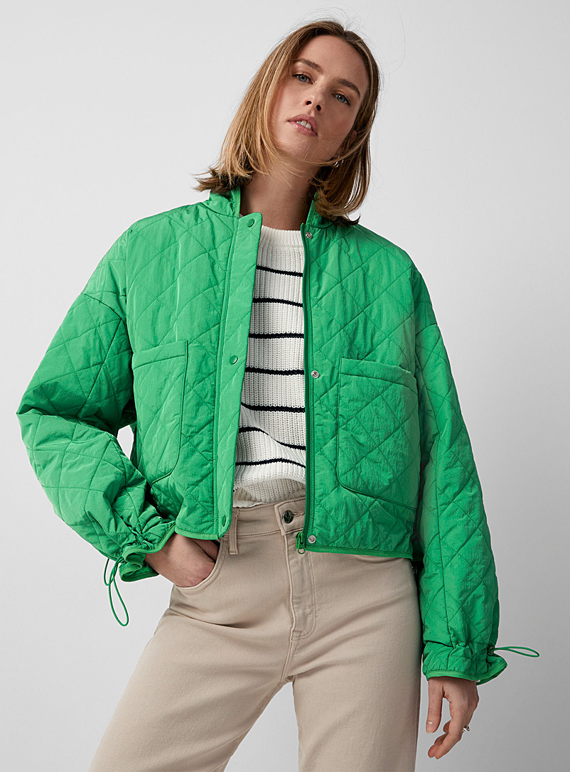 Soaked in Luxury Pine/Bottle Green Umina vibrant green quilted jacket for error