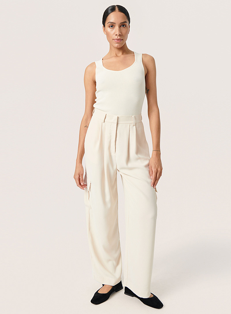 Neutral tone Shirley wide-leg cargo pant, Soaked in Luxury