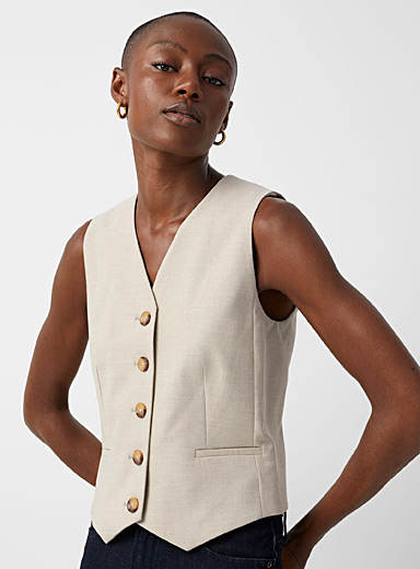 Wai sandy beige fitted vest