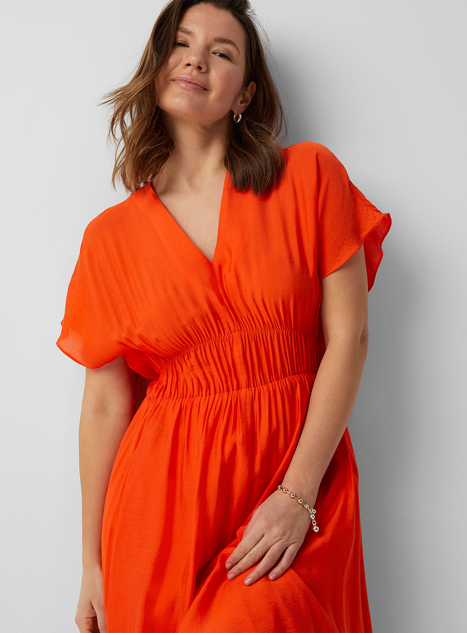 InWear - Joie tangerine ruched waist dress