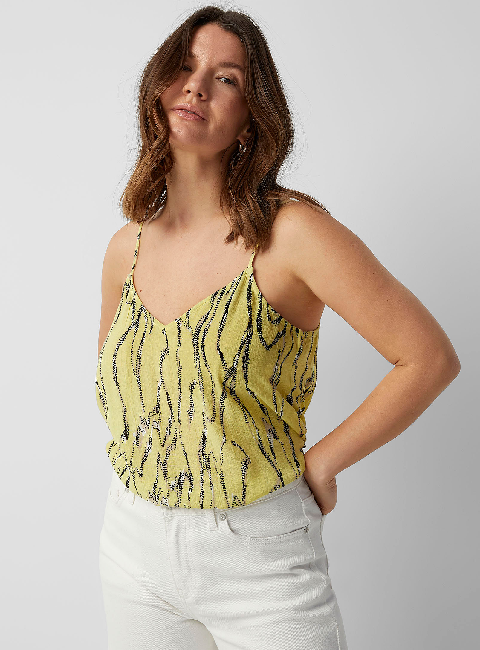 Soaked Luxury - Zaya abstract pattern pleated Cami Top