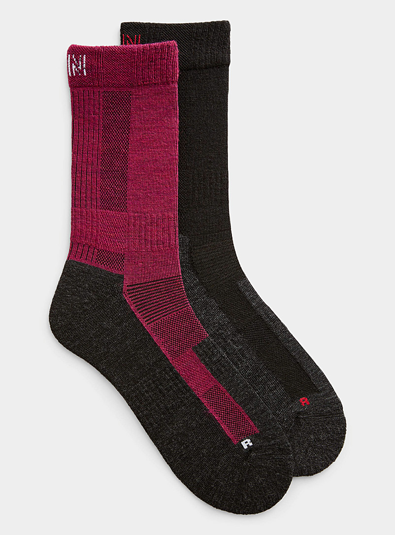 I.FIV5 Medium Pink Merino hiking socks Set of 2 for women