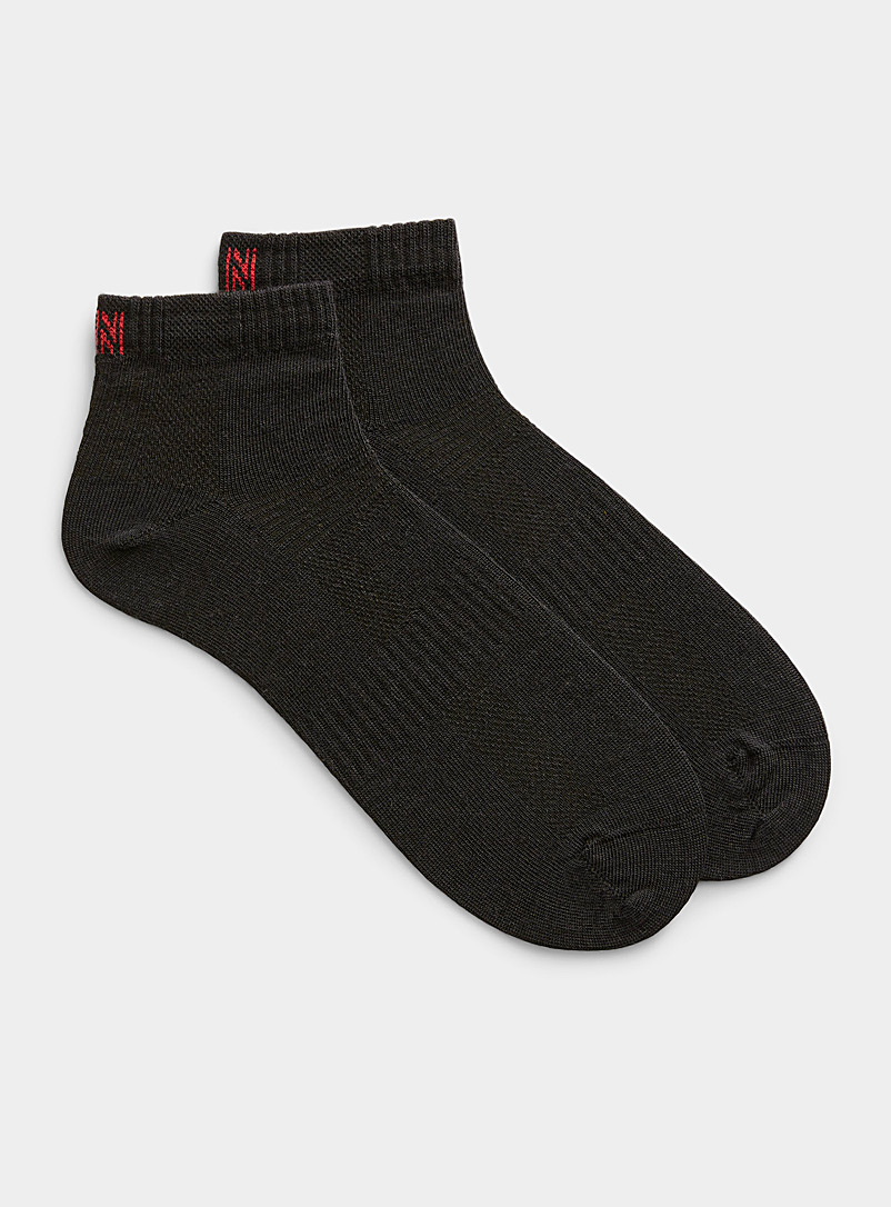 I.FIV5 Black Merino hiking socks Set of 2 for men
