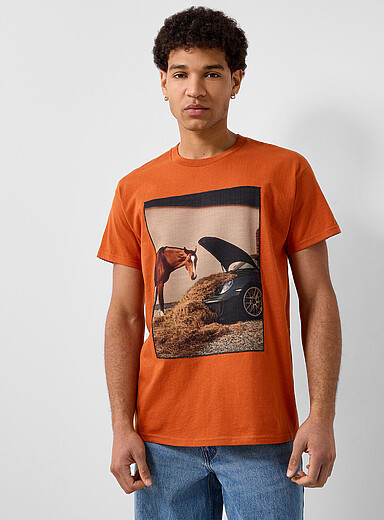 Horse and car appliqu&eacute; T-shirt