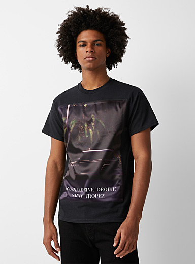 Bastille Black Saint Tropez satiny print T-shirt for men