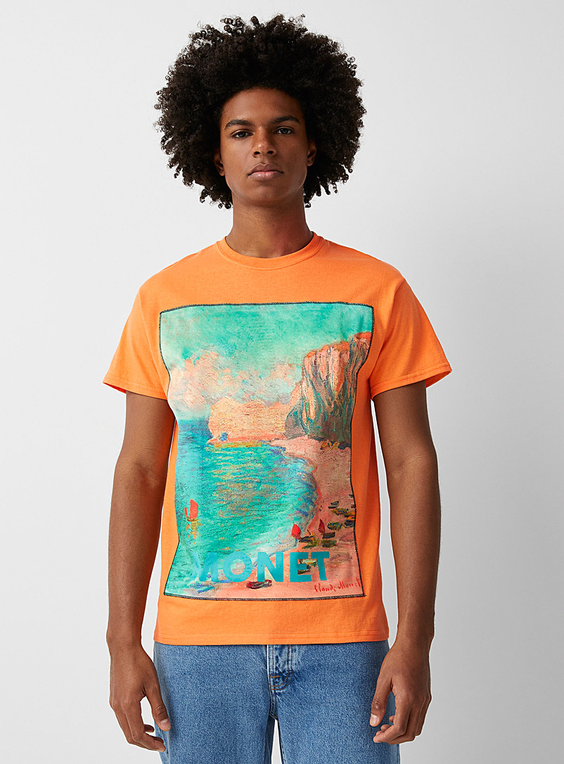 Bastille Orange Colourful landscape velvety print T-shirt for men