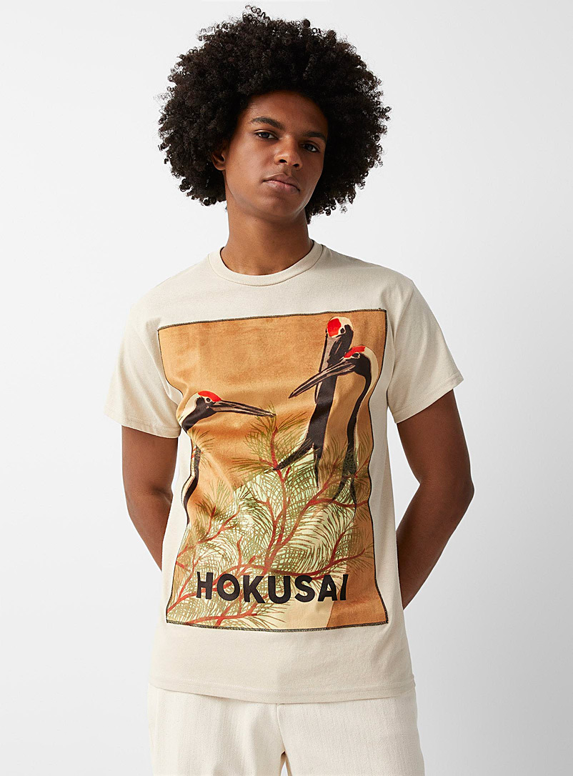 Bastille Fawn Wild cranes velvety print T-shirt for men