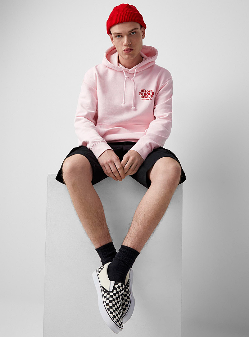 Bisous Skateboards Pink Light pink Grease hoodie for men