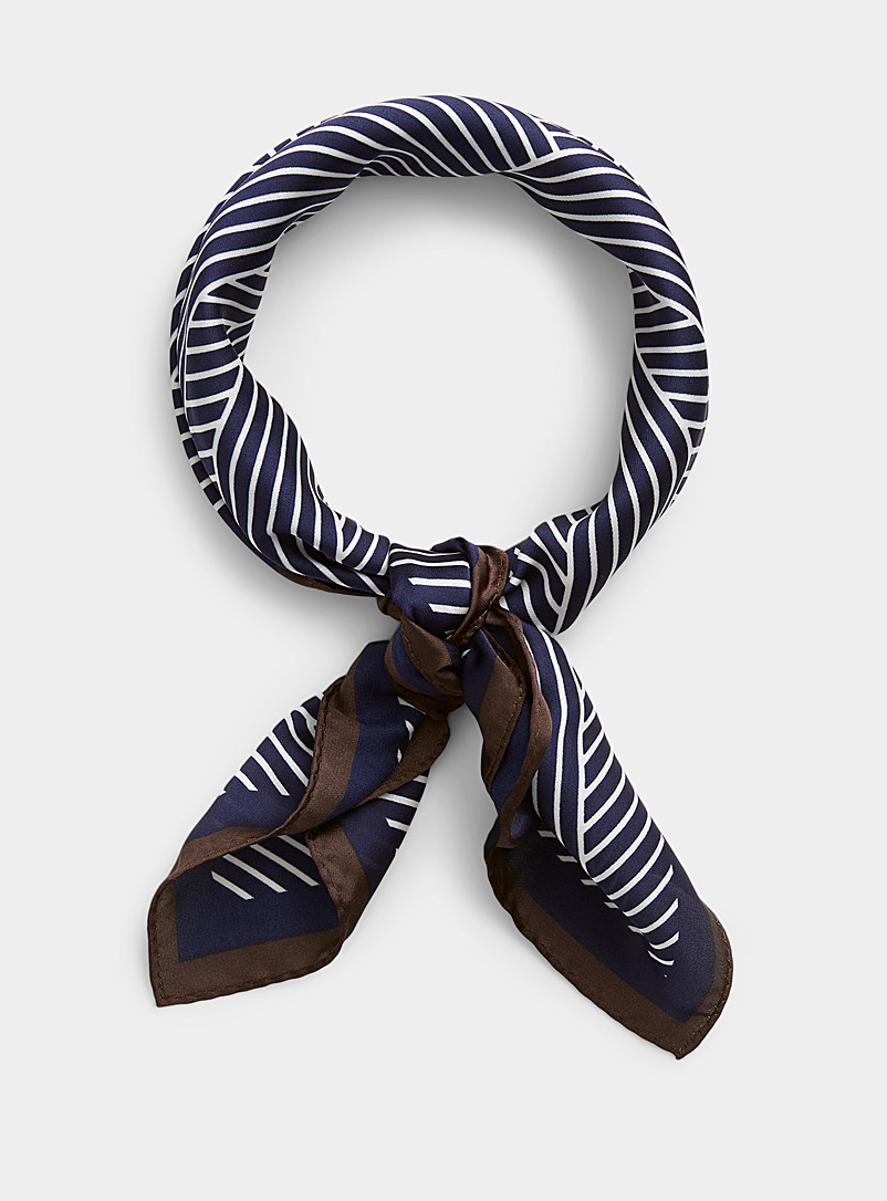 Le 31 Patterned Blue Geo-stripe navy tie scarf for men