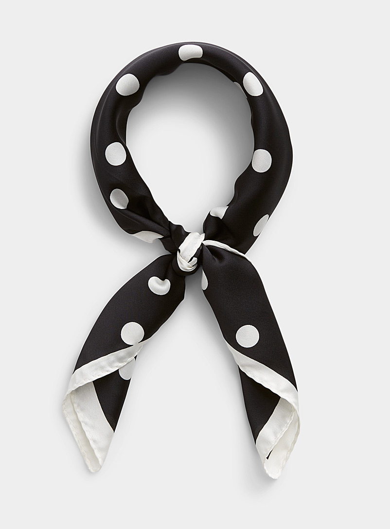 Le 31 Patterned Black White-dot tie scarf for men