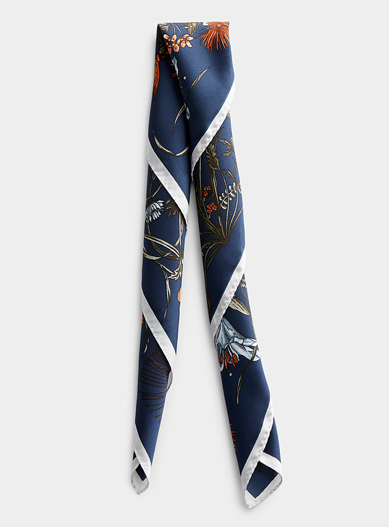 Le 31 Marine Blue Flower spray scarf for men