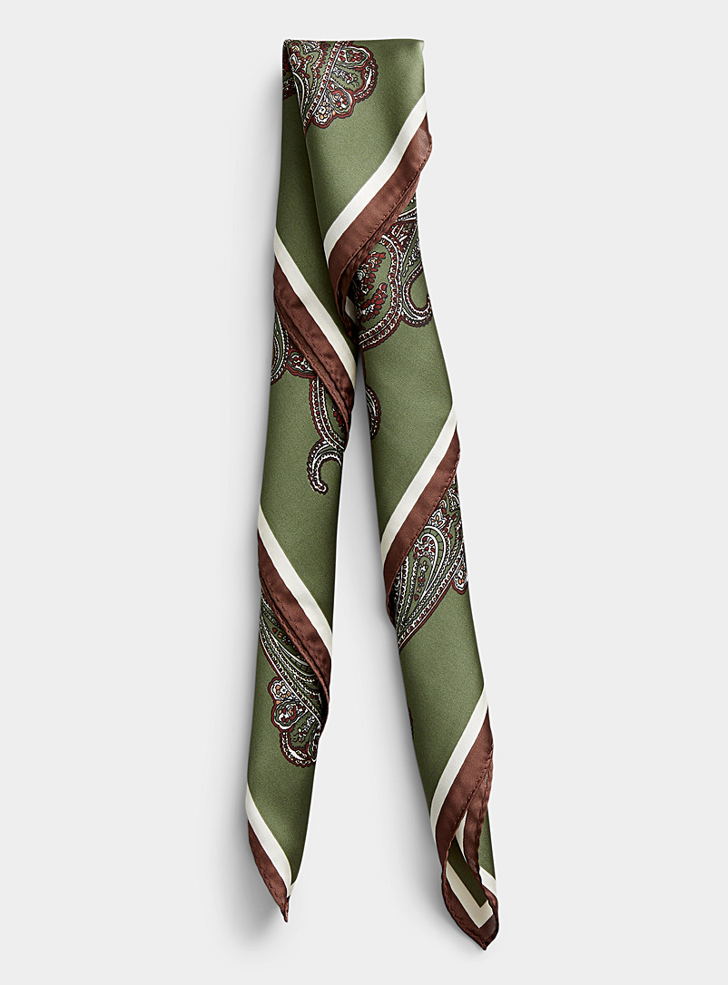 Le 31 Mossy Green Maximalist paisley scarf for men