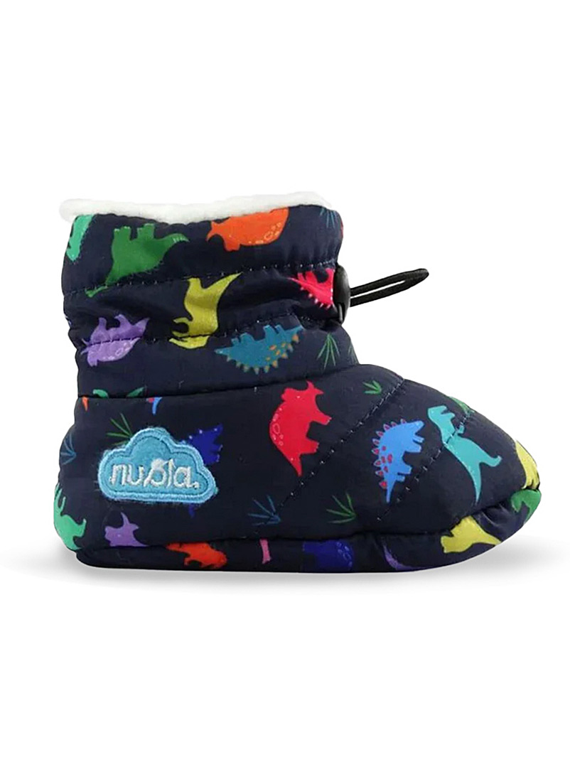 Nuvola Patterned navy  Dinosaurs quilted bootie slippers Baby - unisex for error