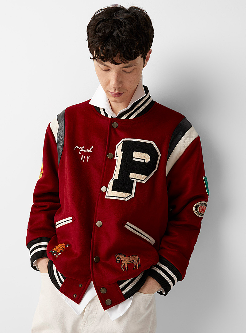 Profound Ruby Red P <i>Varsity</i> jacket for men