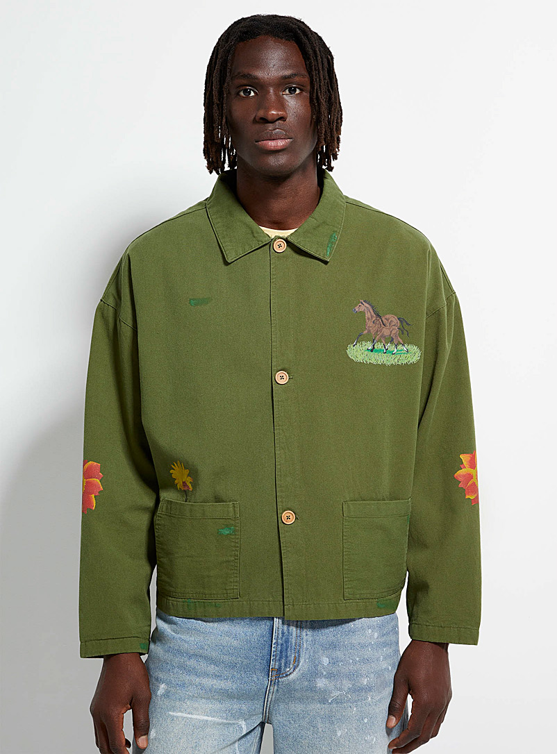 Profound Mossy Green Equestrian overshirt for men