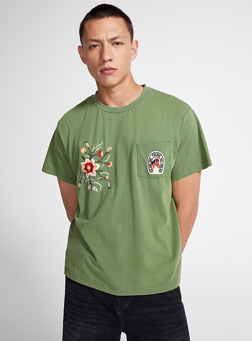Found Green Western embroidery T-shirt for men