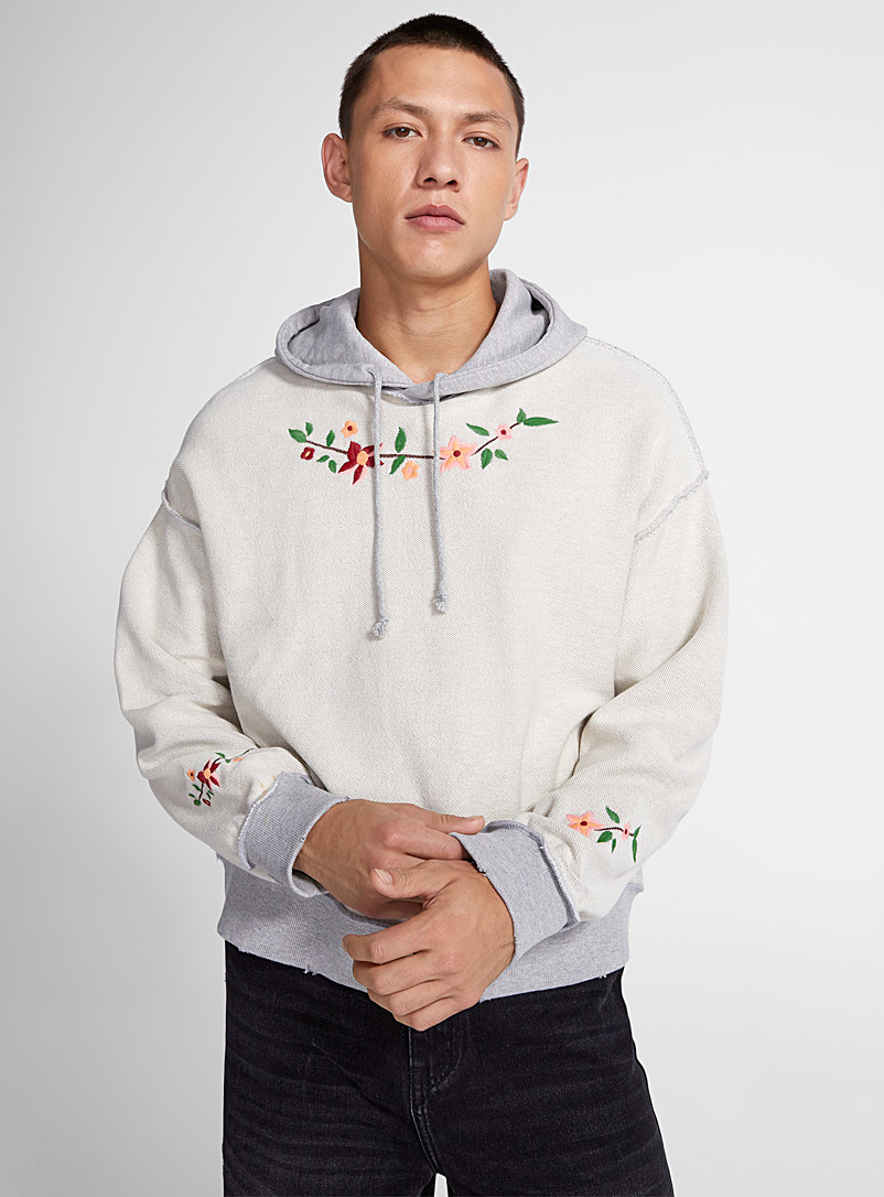 Floral embroidery reversed hooded sweatshirt | Found | Men's