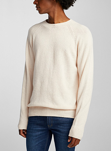 Sunspel Ecru/Linen Lambswool crew-neck sweater for men