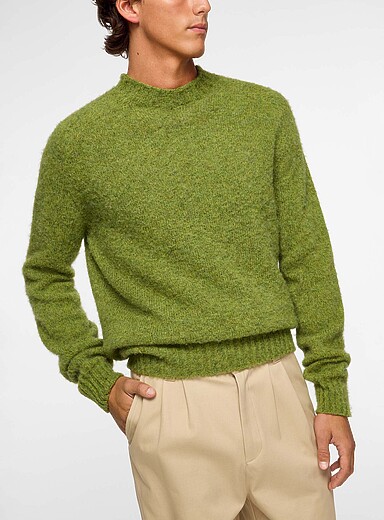 Sunspel Emerald/Kelly Green Pure Shetland wool sweater for men