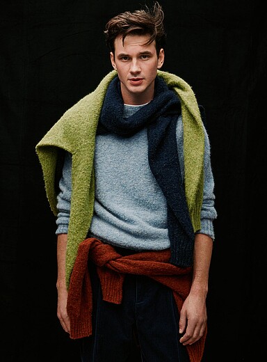 Sunspel: Le chandail pure laine Shetland Bleu p&acirc;le - Bleu ciel pour homme