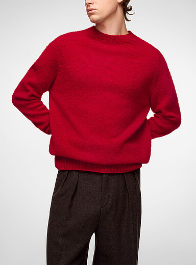 Sunspel Red Pure Shetland wool sweater for men