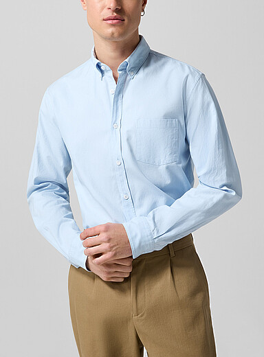 Sunspel Baby Blue Solid Oxford shirt for men