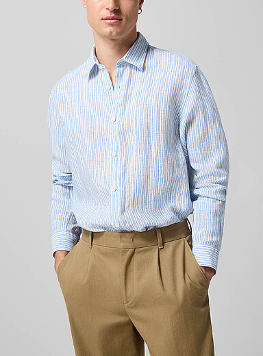 La chemise ray&eacute;e pur lin