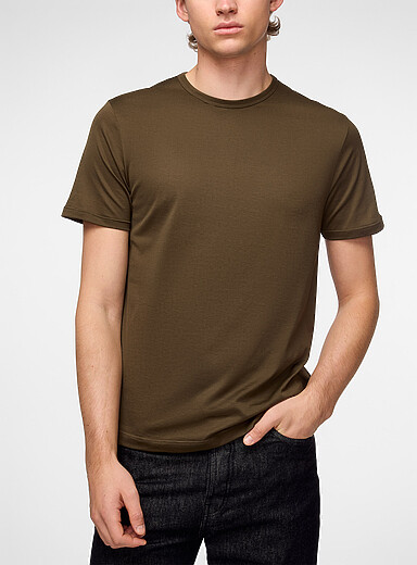 Sunspel Green Plain SUPIMA&reg; cotton T-shirt for men