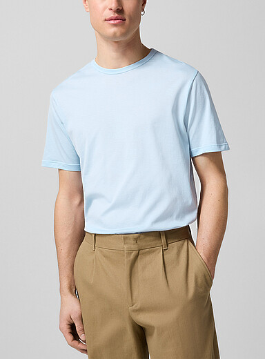 Sunspel Baby Blue Classic plain T-shirt for men
