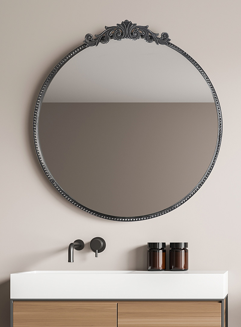 Simons Maison: Le miroir circulaire ornemental Noir