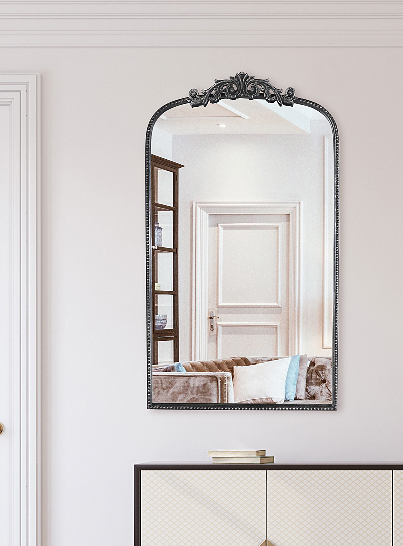 Simons Maison: Le miroir allongé ornemental Noir