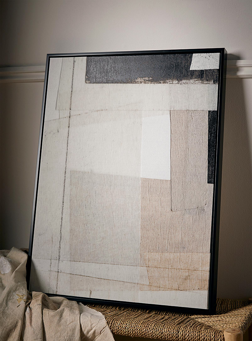 Simons Maison: La toile abstraction nuancée Voir nos formats offerts Écru à motifs
