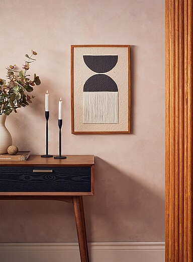 Simons Maison: L'&oelig;uvre murale textile et papier demi-lune 16 x 24 po Noir