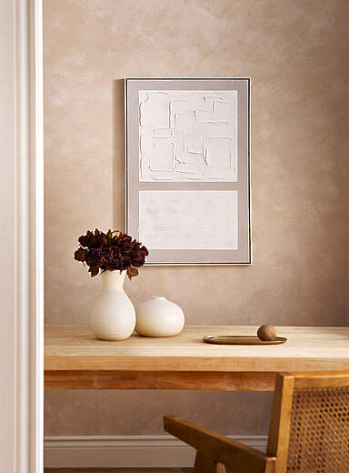 Simons Maison: L'&oelig;uvre murale fusion de stucs 24,5 x 36,5 po Blanc