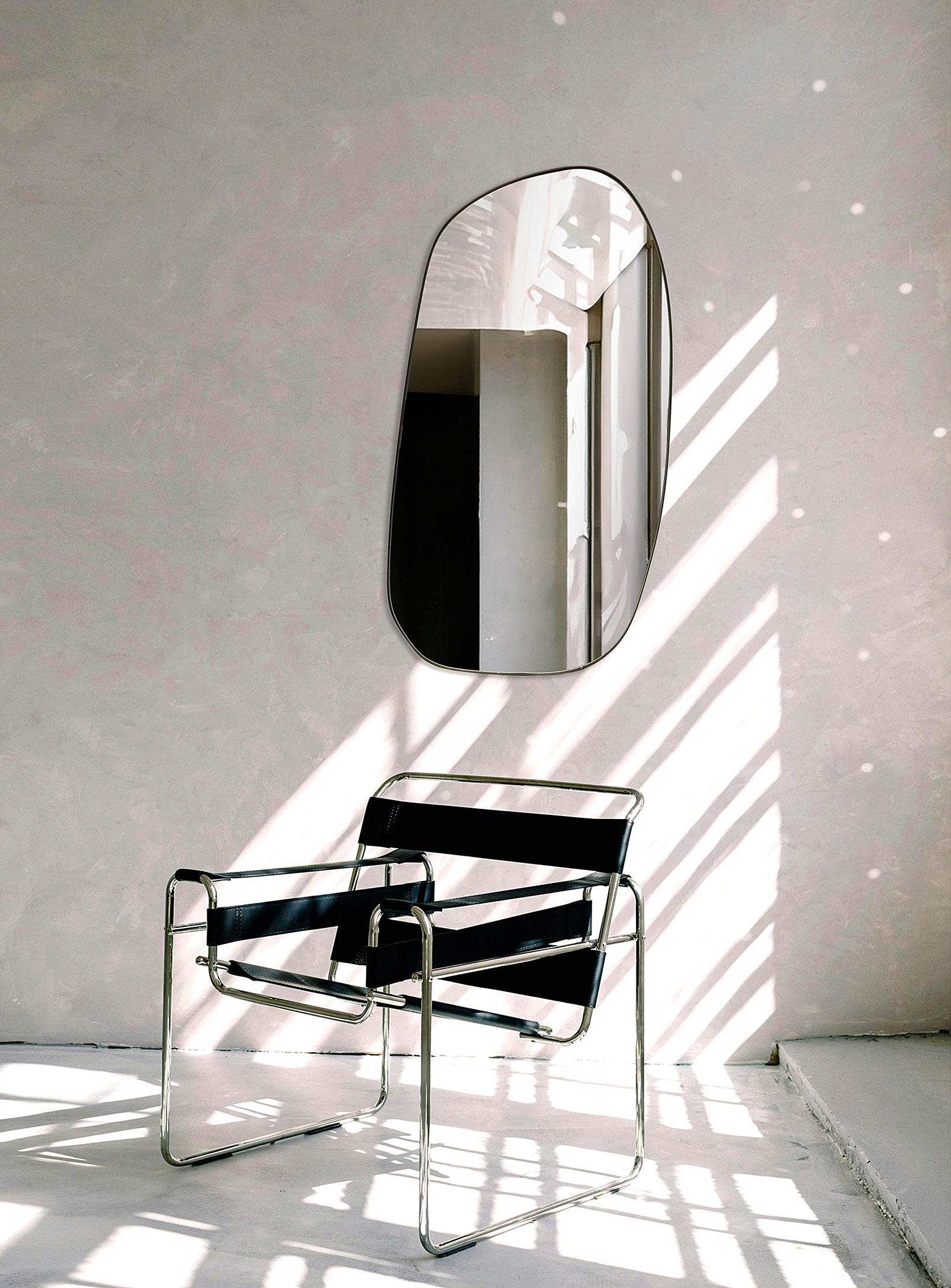 Simons Maison Sleek Asymmetrical Mirror 45.75 X 89 Cm In Black