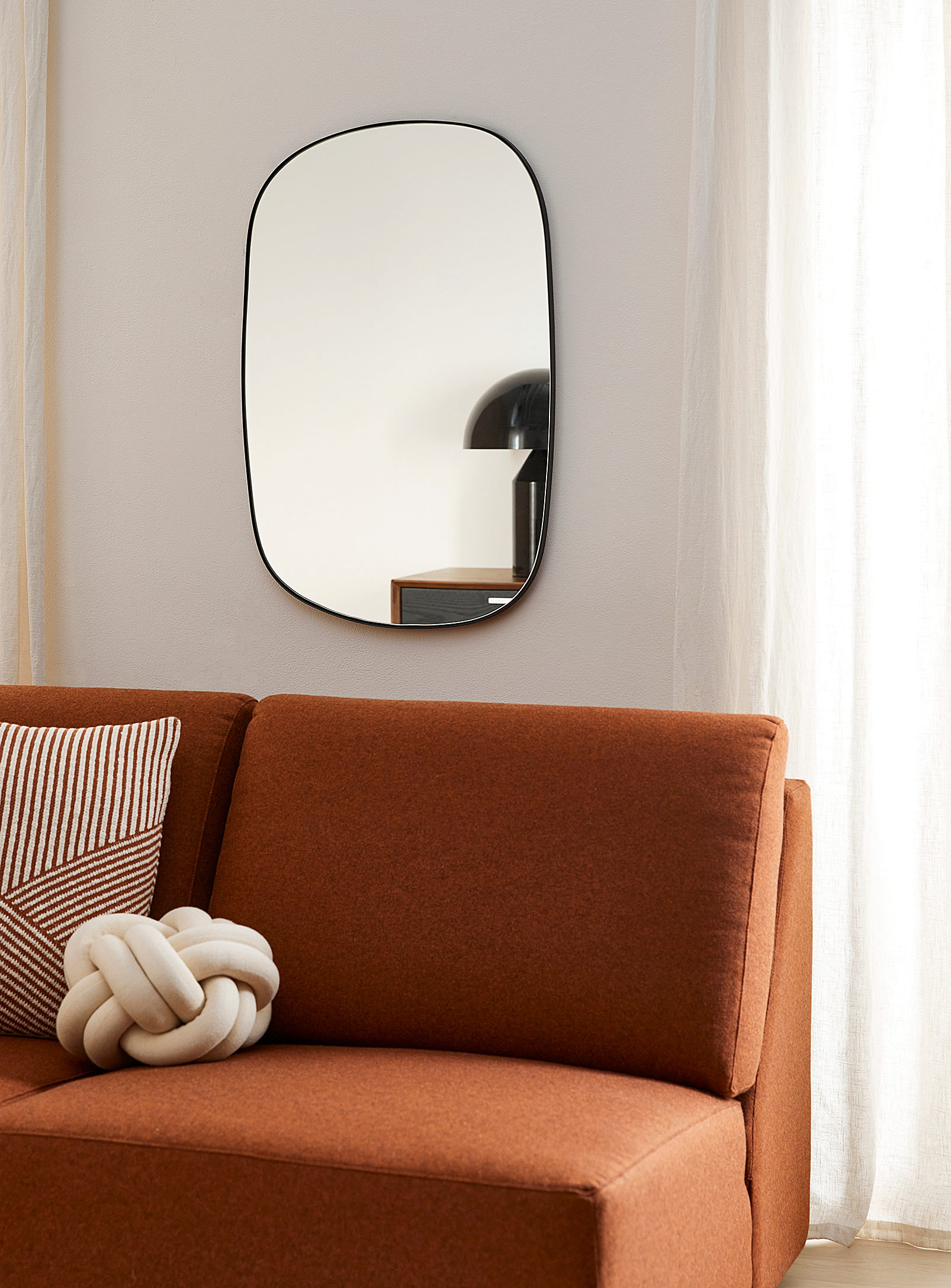 Simons Maison Large Sleek Asymmetrical Mirror 50.75 X 76.25 Cm In Black