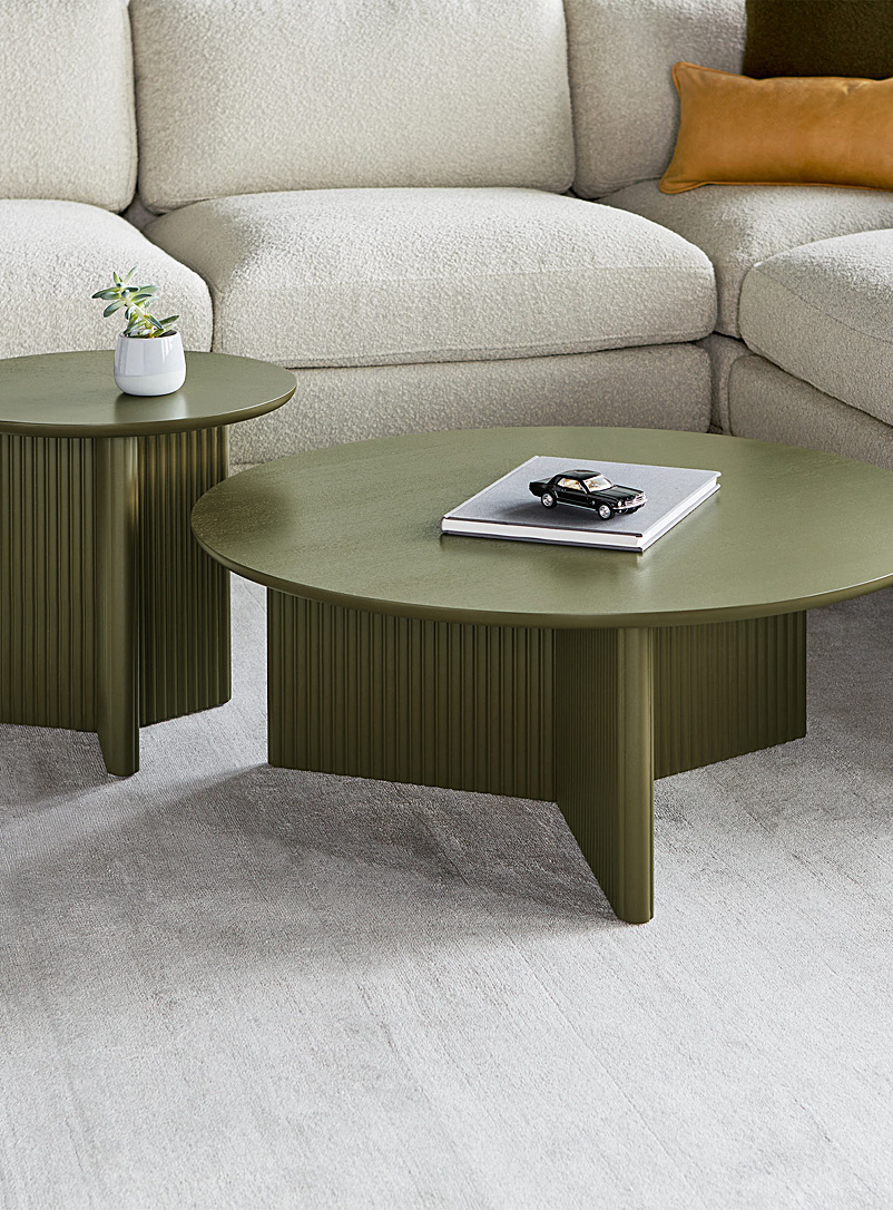 Gus Khaki Grooved round coffee table